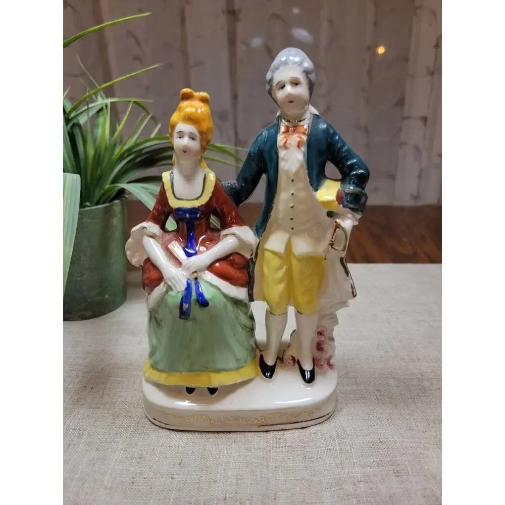 Vintage Moriyama Occupied Japan Porcelain Colonial Victorian Couple Figurine 7